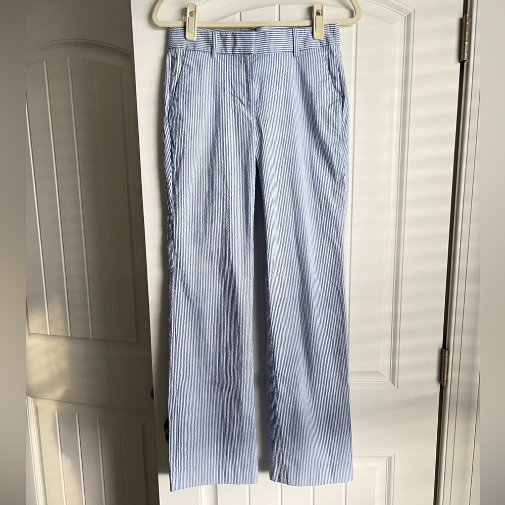 J. Crew Blue and White Striped Trousers